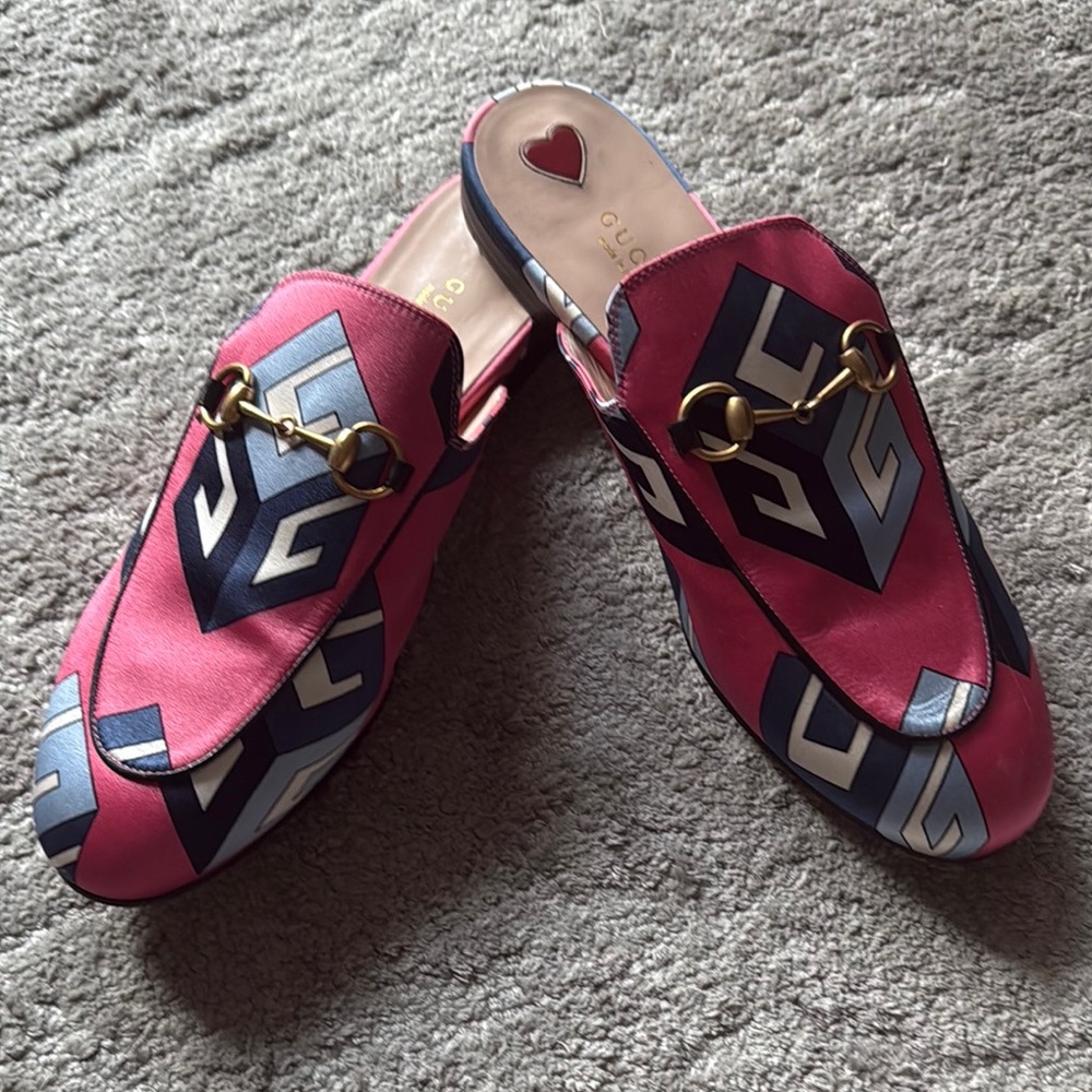 Gucci Princetown Pink Geometric Mules